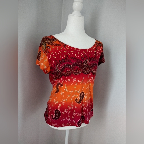 Susan Lawrence Paisley Print Top - Picture 3 of 5